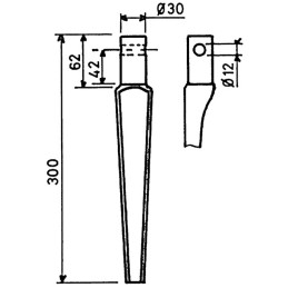 DENT DE HERSE RC  DIA 30 ESTAMPEE RH27 TYPE PEGORARO