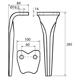 DENT DE HERSE DROITE/GAUCHE 100X14 RH 84 ESTAMPEE TYPE PEGORARO