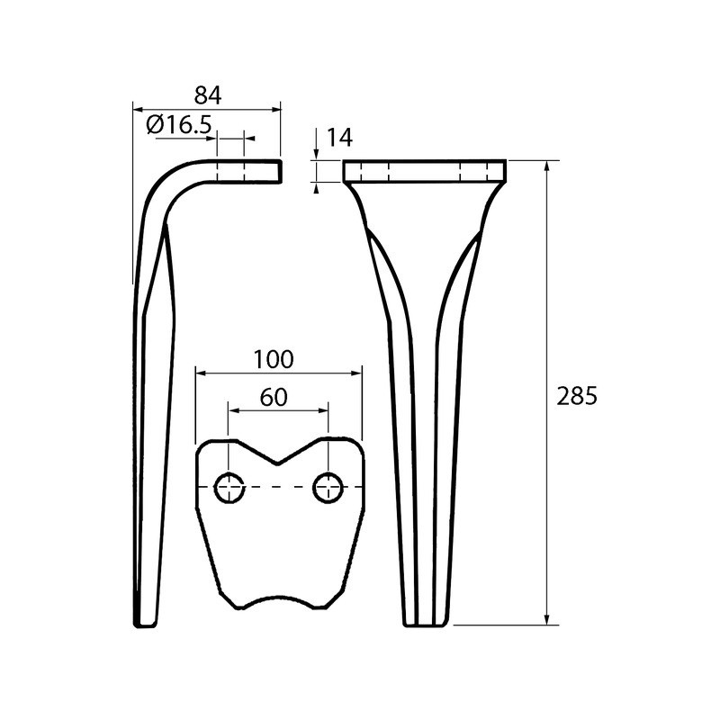 DENT DE HERSE DROITE/GAUCHE 100X14 RH 84 ESTAMPEE TYPE PEGORARO