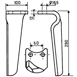 DENT DE HERSE RC 100X12 GAUCHE FORGEE TYPE PEGORARO