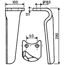 DENT DE HERSE RC 100X12 GAUCHE FORGEE TYPE PEGORARO