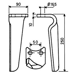 DENT DE HERSE RA 90X10 GAUCHE RH95S FORGEE TYPE PEGORARO
