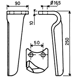 DENT DE HERSE RA 90X10 GAUCHE RH95S FORGEE TYPE PEGORARO