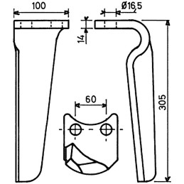 DENT DE HERSE GAUCHE FORGEE RH96G RD TYPE PEGORARO