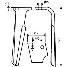 DENT DE HERSE GAUCHE FORGEE KG26 L TYPE RABE