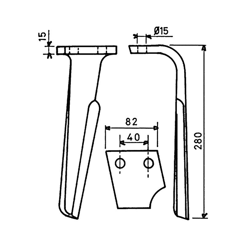 DENT DE HERSE GAUCHE FORGEE KG26 L TYPE RABE