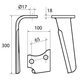 DENT DE HERSE DROITE 100X18 EA66 KG41 RH102DX TYPE RABE