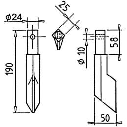 DENT DE HERSE ROTOTILLER COUTEAU L190 RH55/A TYPE RAU