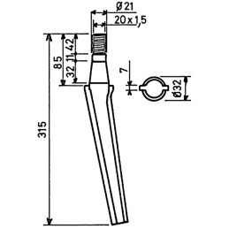 DENT DE HERSE CONIQUE L315 RH7 TYPE REMAC