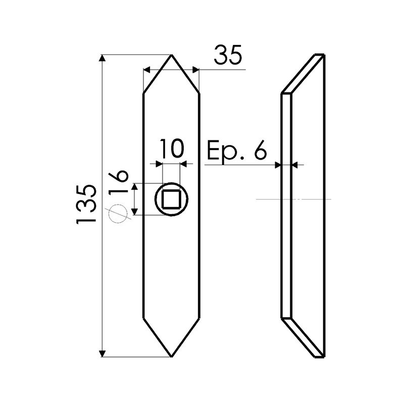SOC VIBRO DROIT REVERSIBLE 35X6X135