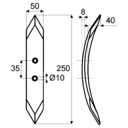 SOC REVERSIBLE 50X8X250 EA35 TYPE KUHN