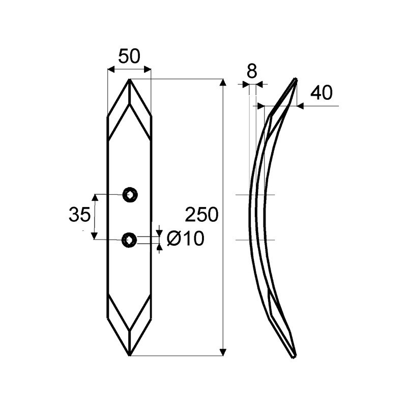 SOC REVERSIBLE 50X8X250 EA35 TYPE KUHN