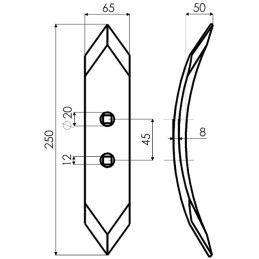 SOC REVERSIBLE 65x8x250 EA 45 T12