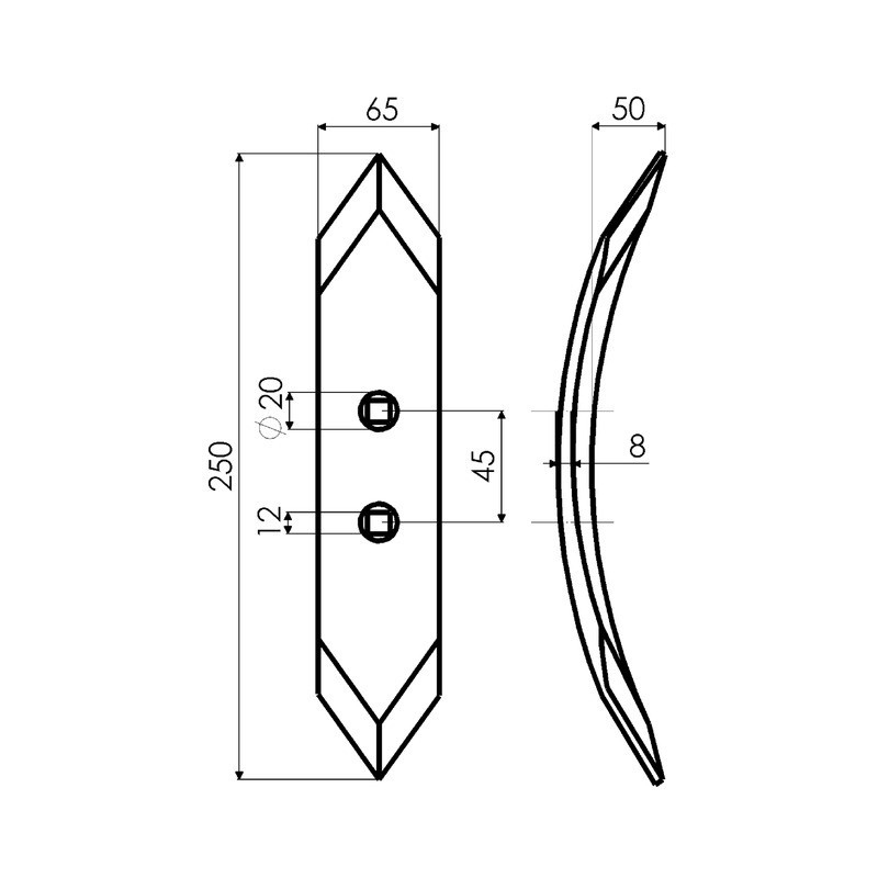 SOC REVERSIBLE 65x8x250 EA 45 T12