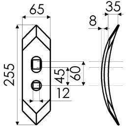 SOC REVERSIBLE 65X8X255 EA45/60 TYPE KV193570
