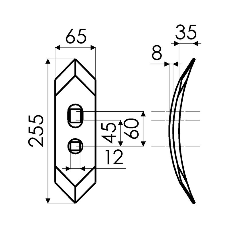 SOC REVERSIBLE 65X8X255 EA45/60 TYPE KV193570