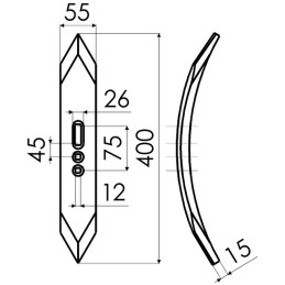 SOC REVERSIBLE 55X15X400  EA 45/75