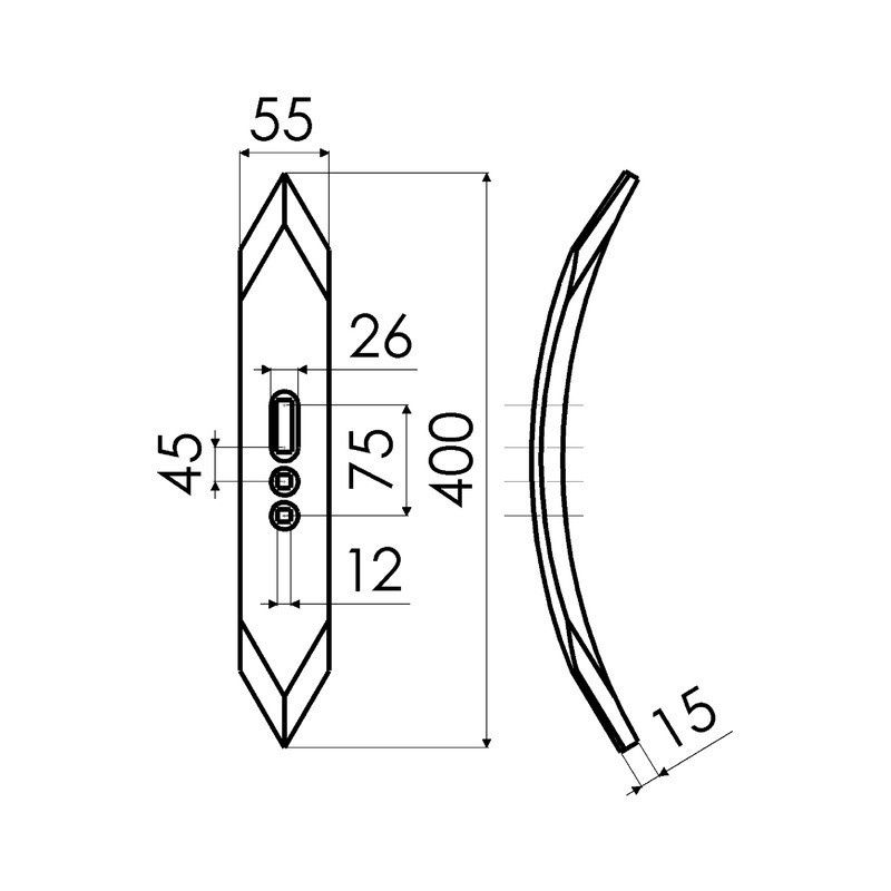 SOC REVERSIBLE 55X15X400  EA 45/75