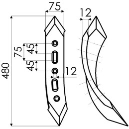 SOC REVERSIBLE VRILLE 75X12X480 DROIT