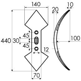SOC DOUBLE CŒUR 140X20X440 EA45-75 3T12 BELLOTA