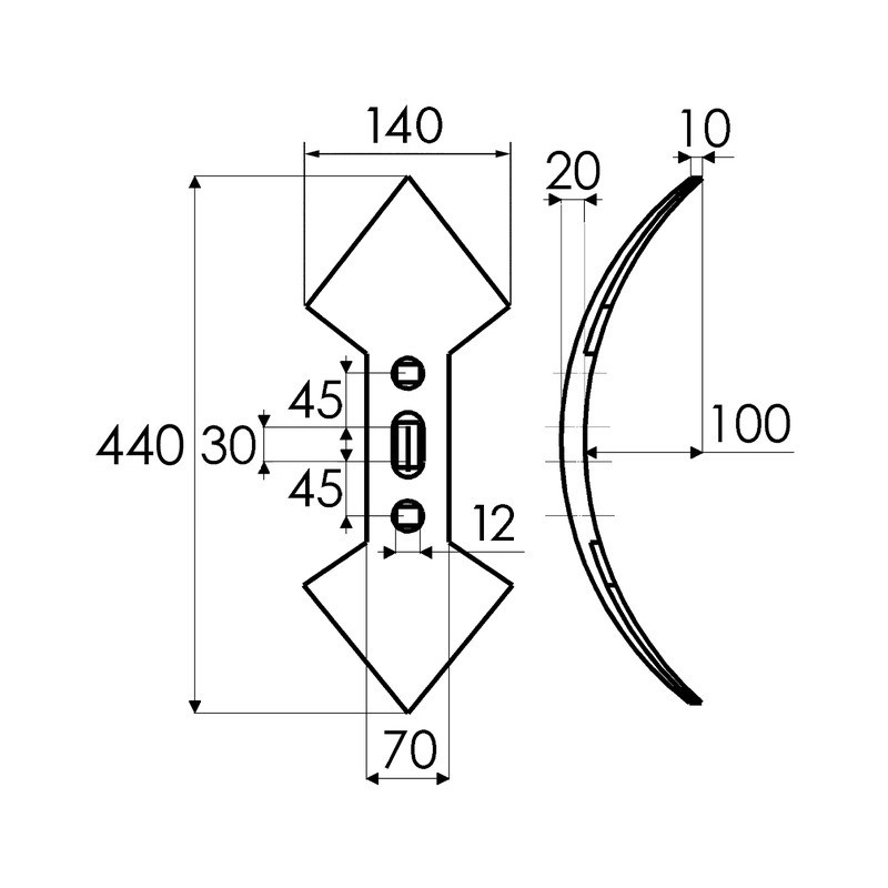 SOC DOUBLE CŒUR 140X20X440 EA45-75 3T12 BELLOTA