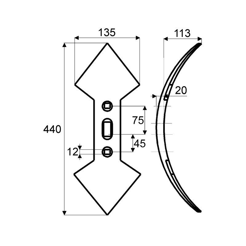 SOC DOUBLE CŒUR 135X20X440 EA45-75 3T12