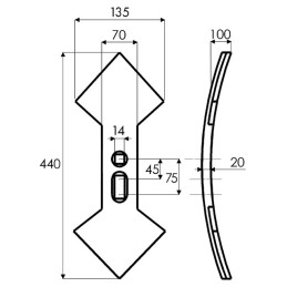 SOC DOUBLE CŒUR 135X20X440 EA45-75 2T14