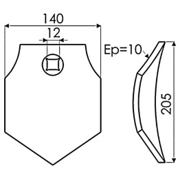 POINTE EPAISSEUR 10 MM TYPE RAZOL-VOGEL