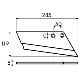 SOC A AILE DROITE 8 MM EA50 T10 119X285 TYPE RAU