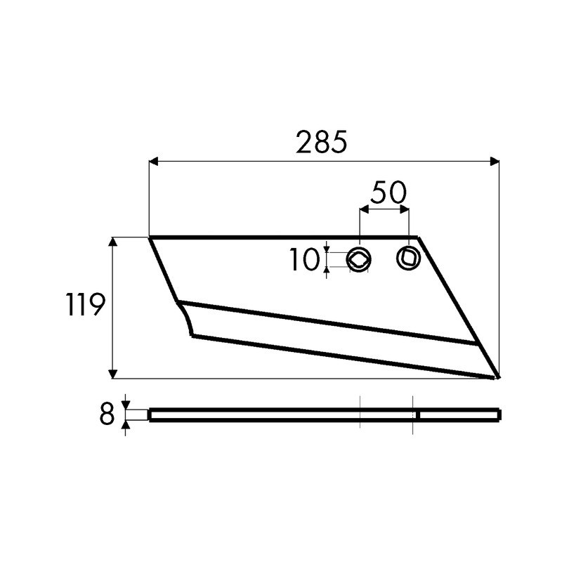 SOC A AILE DROITE 8 MM EA50 T10 119X285 TYPE RAU