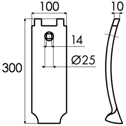 DEFLECTEUR 100x10 MM TROU 15 MM