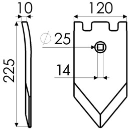 POINTE 10 MM TROU 14 MM 120X215 TYPE GOIZIN/QUIVOGNE