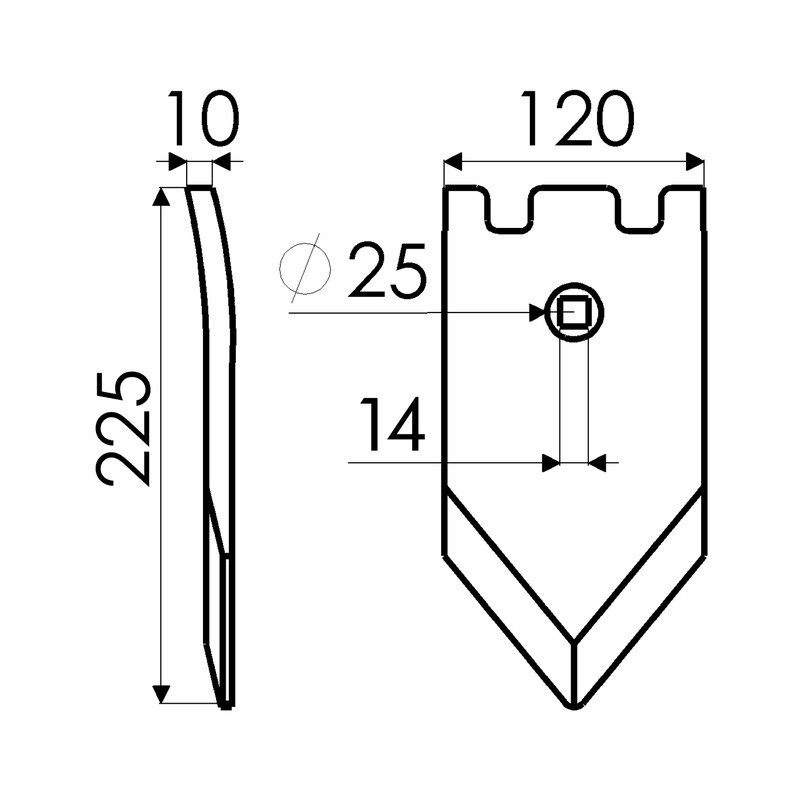 POINTE 10 MM TROU 14 MM 120X215 TYPE GOIZIN/QUIVOGNE