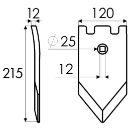 POINTE 12 MM TROU 12 MM 120X215 TYPE GOIZIN/QUIVOGNE