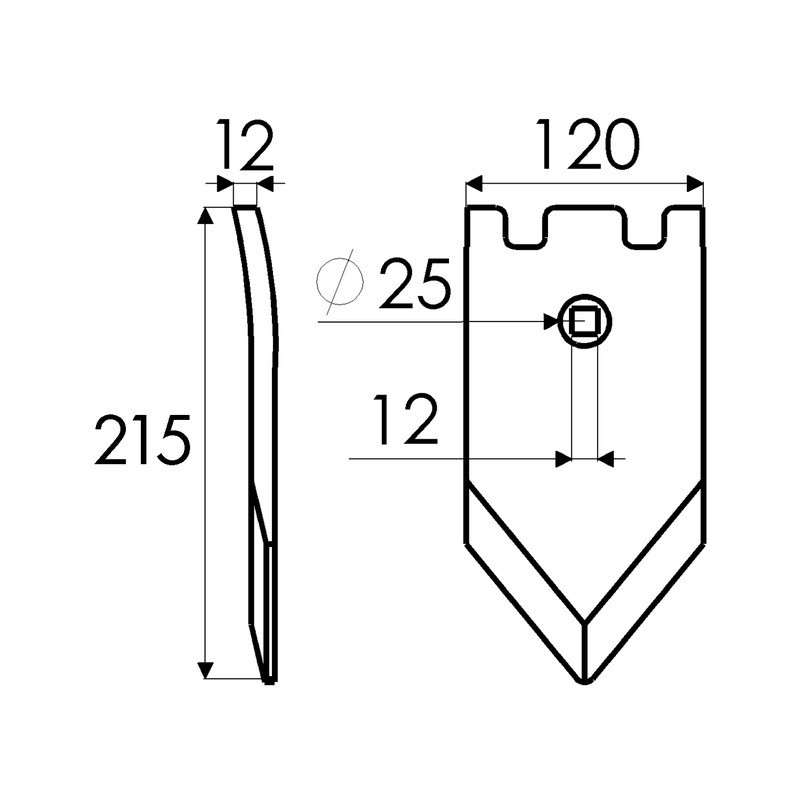 POINTE 12 MM TROU 12 MM 120X215 TYPE GOIZIN/QUIVOGNE