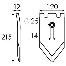 POINTE 12 MM TROU 14 MM 120X215 TYPE GOIZIN/QUIVOGNE