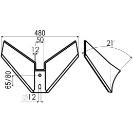 AILE MONOBLOC 480X12 Ø12 EA 65-80 ANGLE 21°