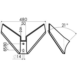 AILE MONOBLOC 480X8 Ø14 EA 65-80 ANGLE 21°