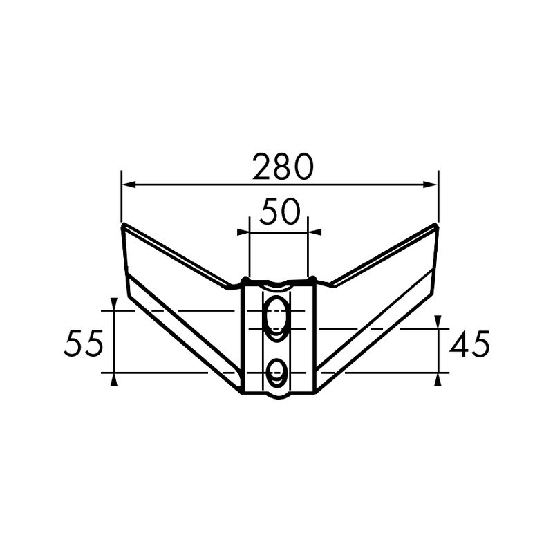 AILERON MONOBLOC 280X6 MM SUR DENT CARRE