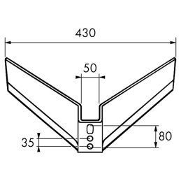 AILERON MONOBLOC 430X8 MM SUR DENT CARRE