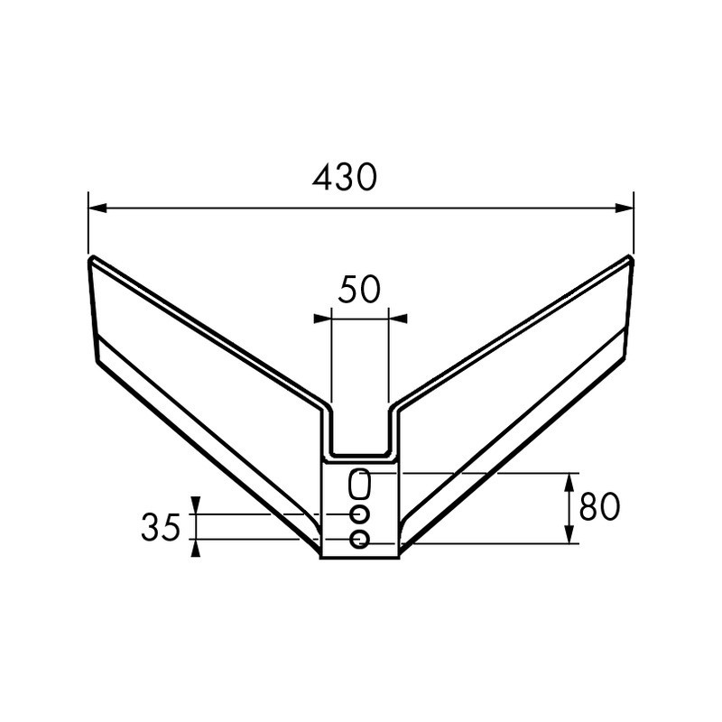 AILERON MONOBLOC 430X8 MM SUR DENT CARRE