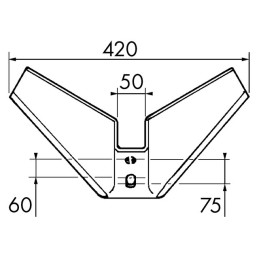 AILERON MONOBLOC 420X8 MM EA 60 à 75 MM ANGLE 25°