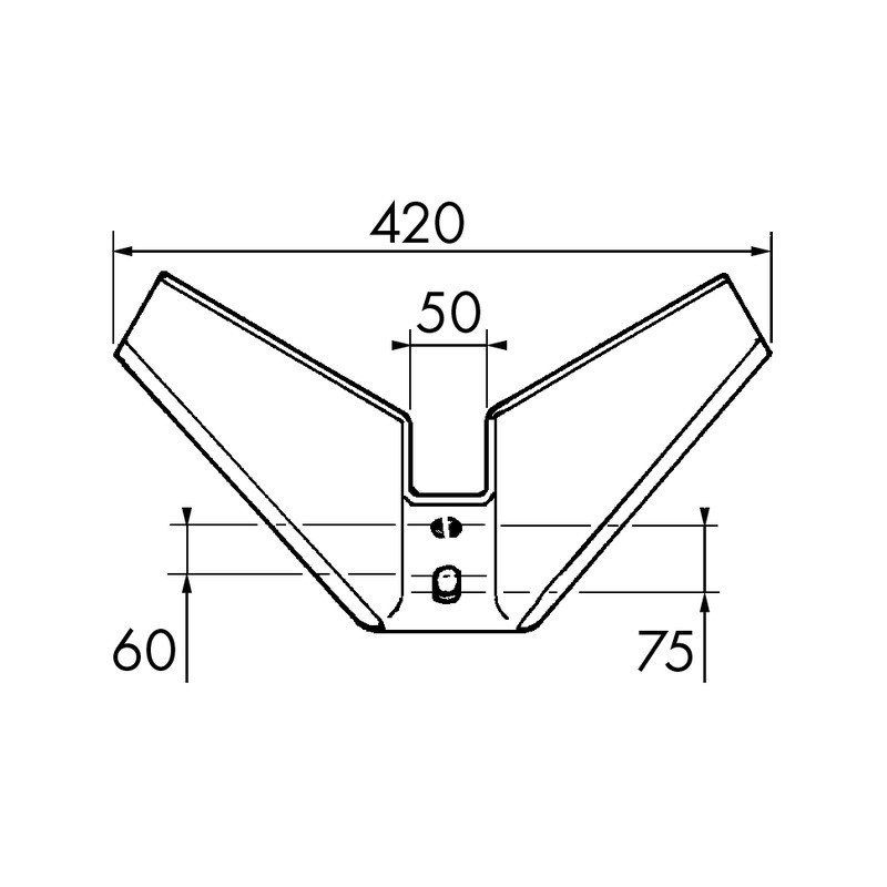 AILERON MONOBLOC 420X8 MM EA 60 à 75 MM ANGLE 25°
