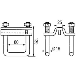 BRIDE 1 PLAQUE DENT 25x25 CHASSIS 80X80 M16
