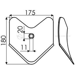 SOC BUTTEUR 175X4MM 1TROU