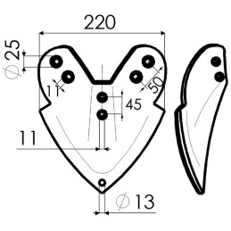 CORPS DE BUTTEUR A AILES 220X6X285 EA45