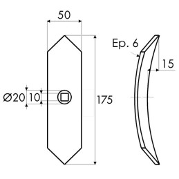 POINTE DE BUTTEUR 50X6X175MM