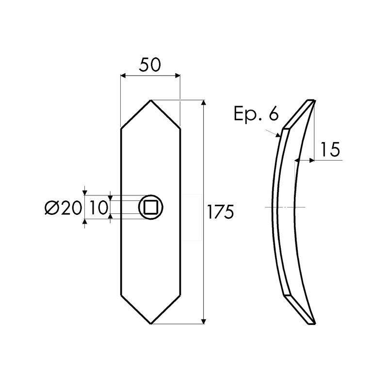 POINTE DE BUTTEUR 50X6X175MM