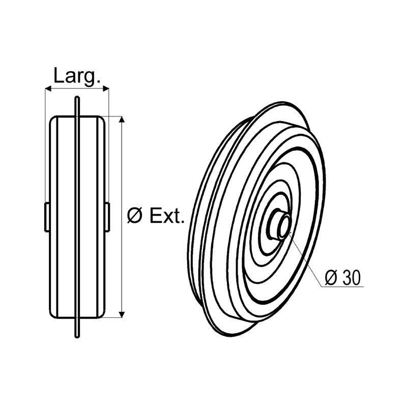 ROUE TOLE 280/330X80X2,5 A FLASQUE SUR ROULEMENT
