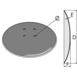 DISQUE BOMBE LISSE Ø350X4 4 TROUS Ø10 EA 86